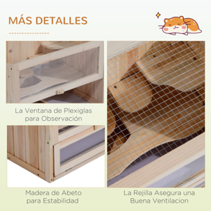 Jaula para Hámster 2 Niveles de Madera 60x35x42 cm Madera