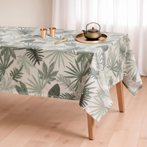 Nappe anti-taches MONSTERA VERT - en 100 % coton