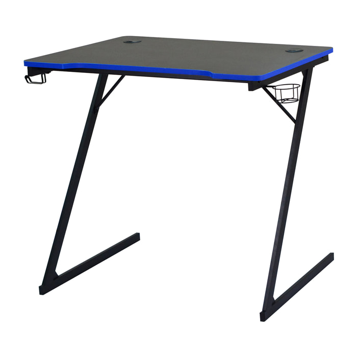 Flame - scrivania gaming - 80x50x75h cm nero e blu