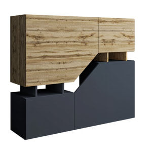 Buffet Haut "Ceelias"-120 x 35 x 100 cm - Gris/Marron