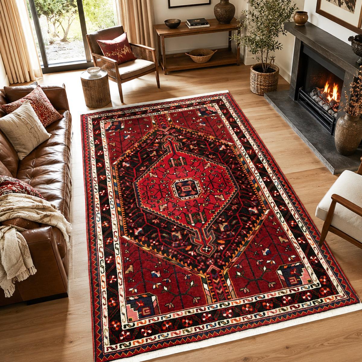 Tapis d'orient au motif oriental, noué à la main, DEJOZA