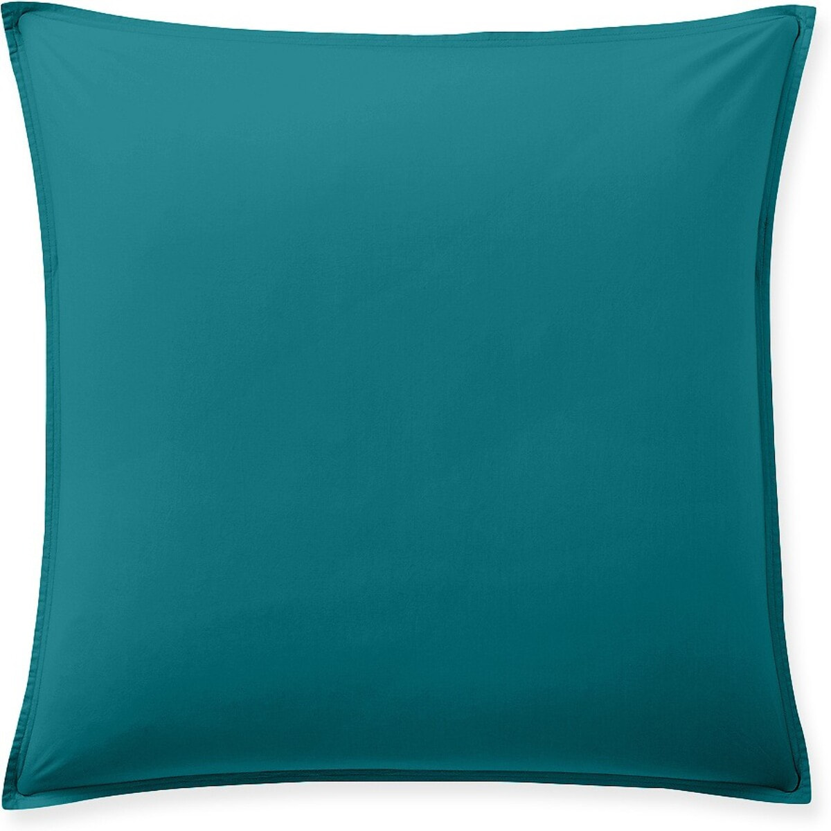 Paire de Taies D'oreiller Avec Volant 100% Percale De Coton Lavé Bleu Canard