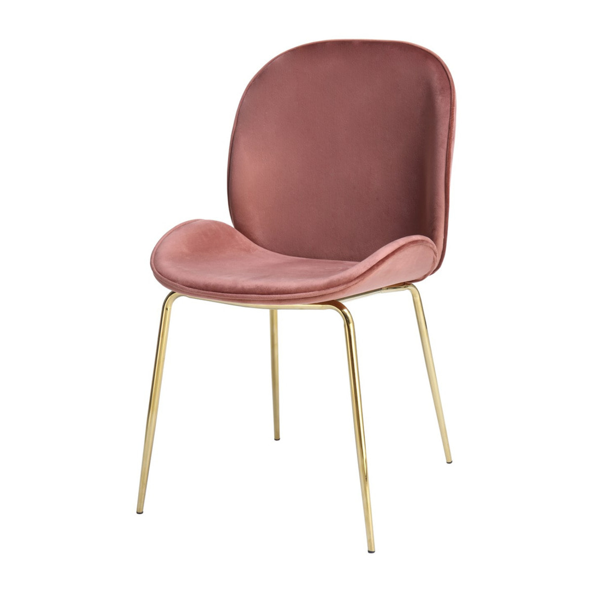 Set di 2 sedie Charlize in velluto rosa antico e ottone
