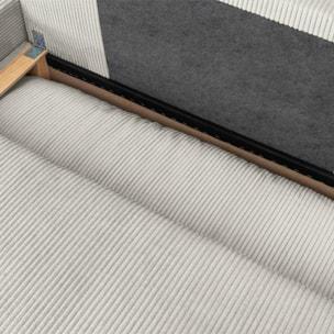 Banquette canapé d'angle gauche convertible 3 places velours côtelé avec coffre NELSON