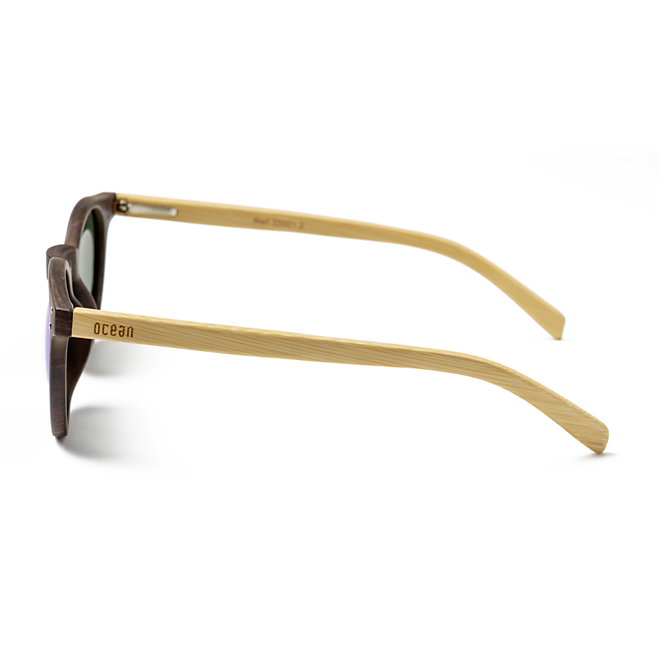 Gafas de sol OCEAN LIZARD WOOD - De brazo de bambú con montura marrón oscuro / Revo azul