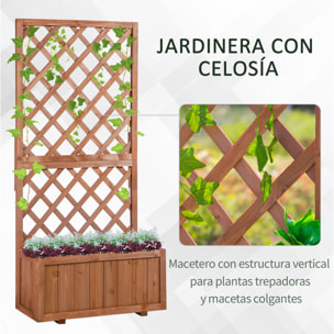 Jardinera con Enrejado de Madera para Cultivo Plantas Flores 72,5x31,5x149,5 cm