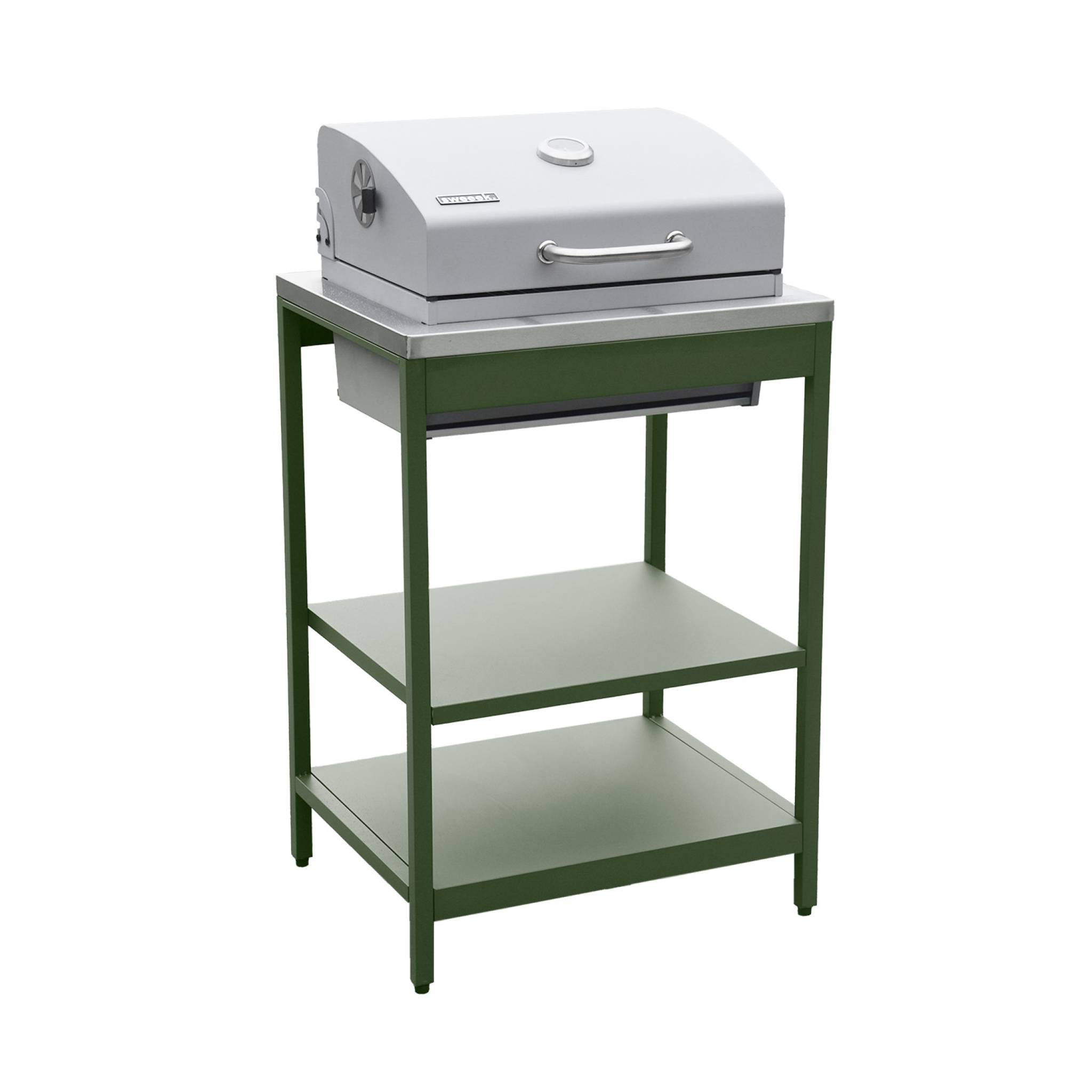 Cuisine d'extérieure 3 modules avec barbecue charbon de bois sur pieds, 2 étagères et thermomètre NAXOS BARBECUE CHARBON + 2 MODULES