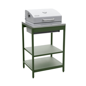 Cuisine d'extérieure 3 modules avec barbecue charbon de bois sur pieds, 2 étagères et thermomètre NAXOS BARBECUE CHARBON + 2 MODULES