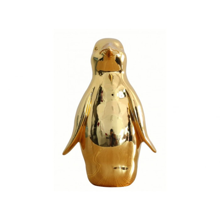 Statuette décoration pingouin doré H36cm - GOLDY