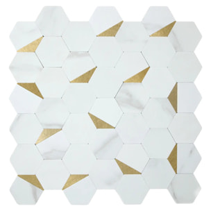 Lot de 2 stickers muraux Mina 31x30cm hexagones blancs