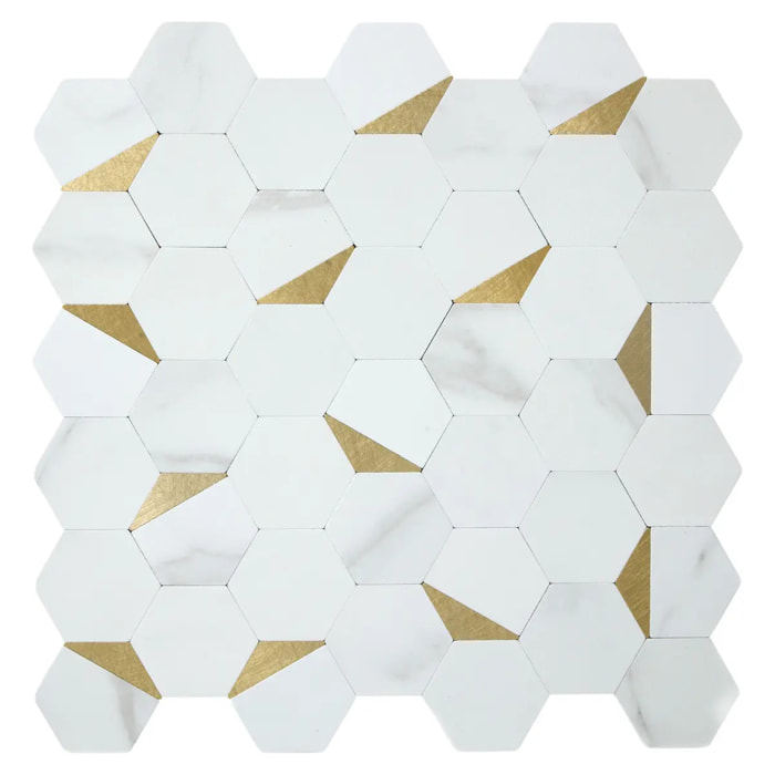 Lot de 2 stickers muraux Mina 31x30cm hexagones blancs