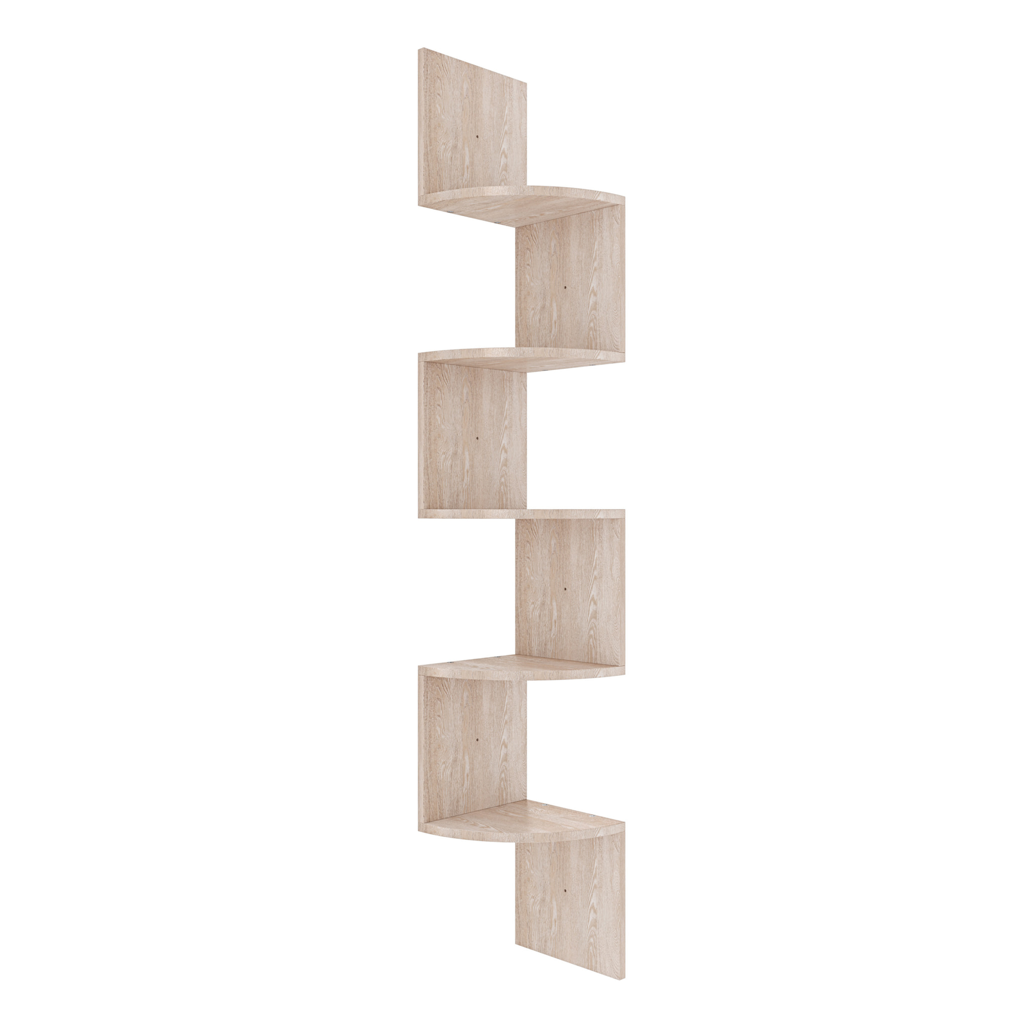 Libreria Angolare Scaffale 5 Ripiani Legno MDF Mensole Espositive da Parete Design Moderno Elegante Casa Soggiorno Salotto Studio 123x20x20 cm Rovere