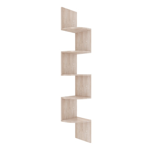 Libreria Angolare Scaffale 5 Ripiani Legno MDF Mensole Espositive da Parete Design Moderno Elegante Casa Soggiorno Salotto Studio 123x20x20 cm Rovere