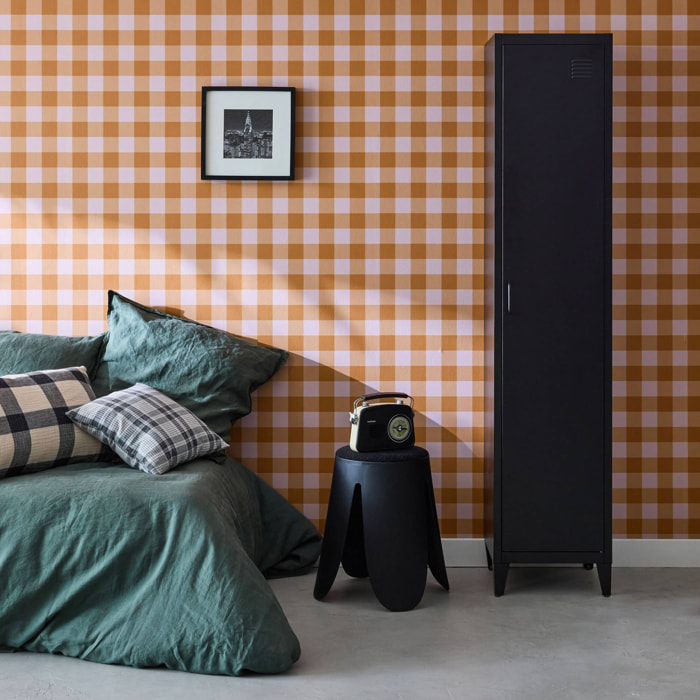 Armoire chambre en acier noir. 4 espaces de rangement. casier