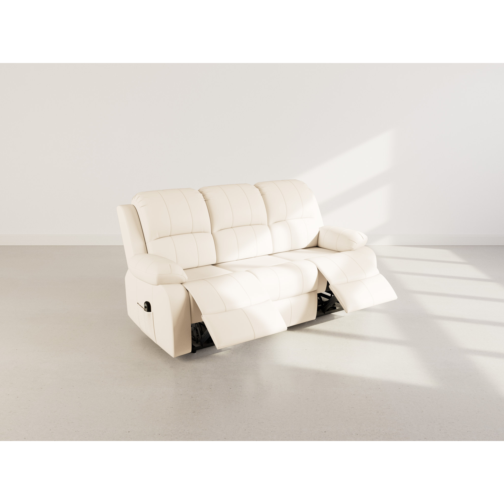 Armand - Canapé 3 places relax électrique en simili - Beige