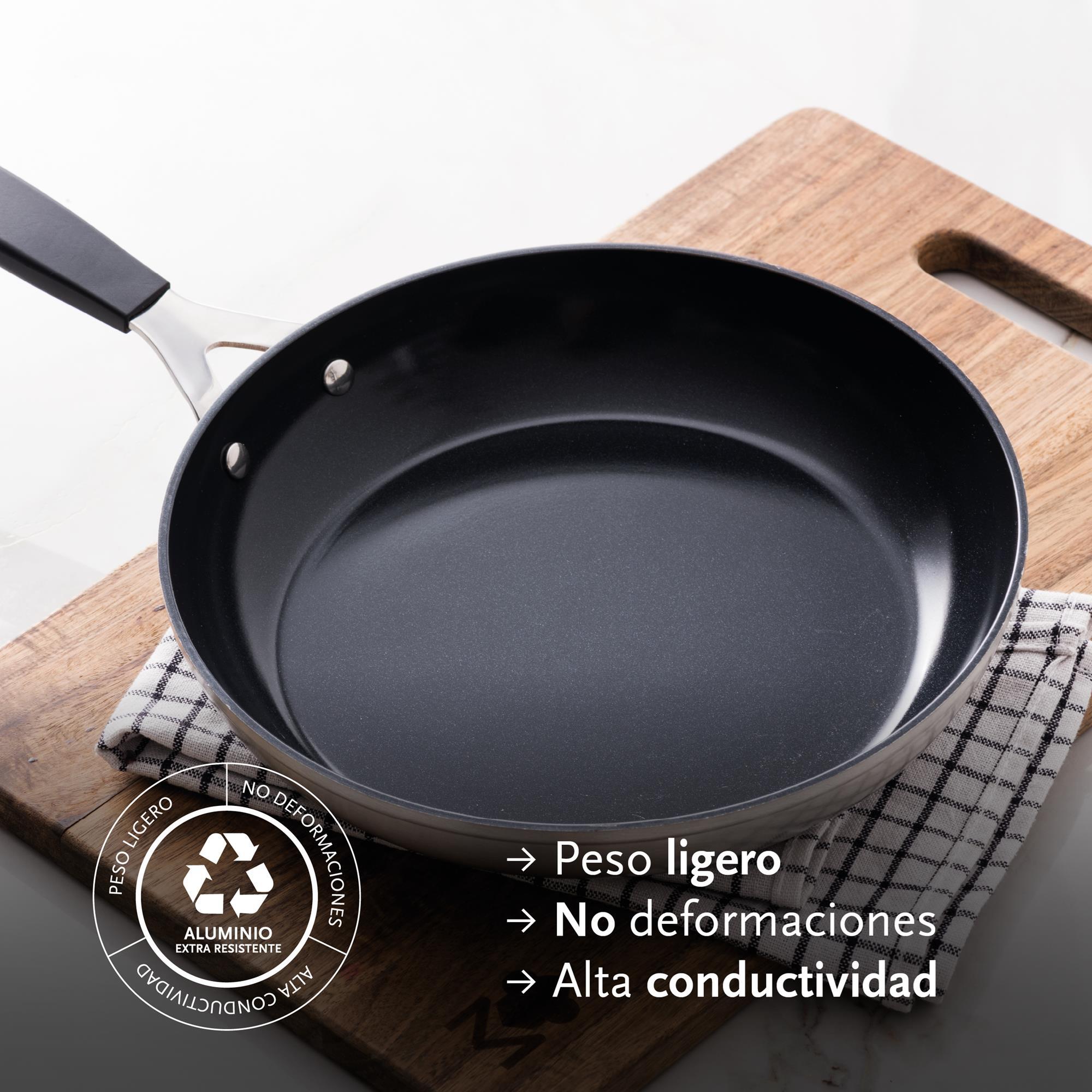 Juego de 3 sartenes ø16ø20ø24cm y 3 protectores en aluminio forjado antiadherentes masterpro
