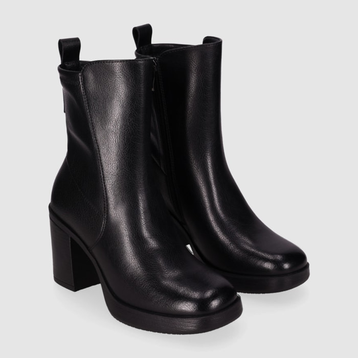 Botines de Piel - Negro - Tacón: 6 cm