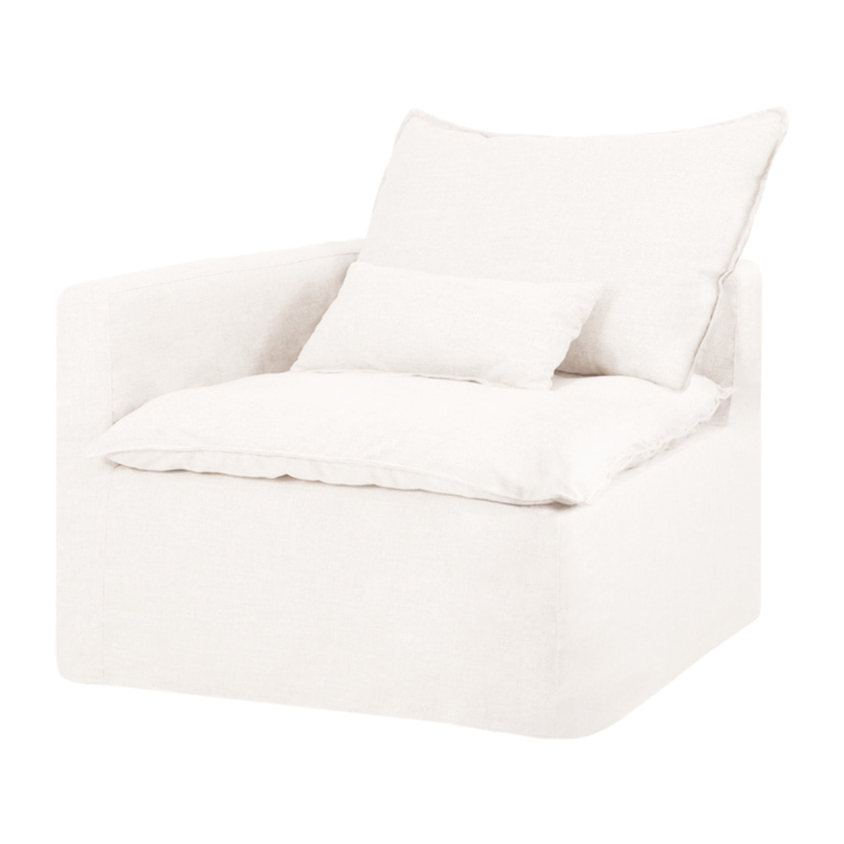 Módulo de algodón y lino con reposabrazos izquierdo desenfundable tono blanco de 97x96cm Alto: 99 Largo: 97 Ancho: 96