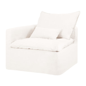 Módulo de algodón y lino con reposabrazos izquierdo desenfundable tono blanco de 97x96cm Alto: 99 Largo: 97 Ancho: 96
