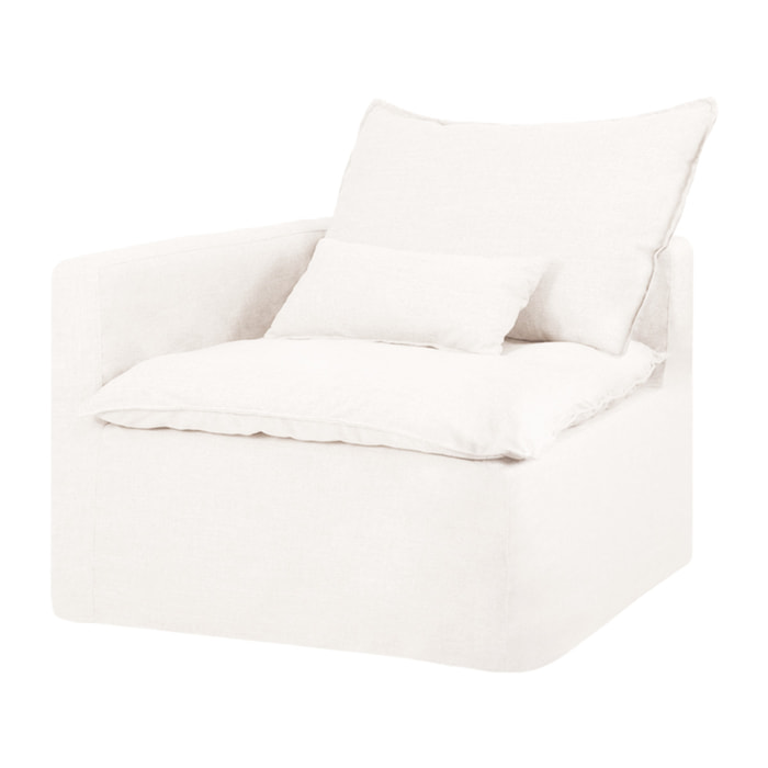 Módulo de algodón y lino con reposabrazos izquierdo desenfundable tono blanco de 97x96cm Alto: 99 Largo: 97 Ancho: 96