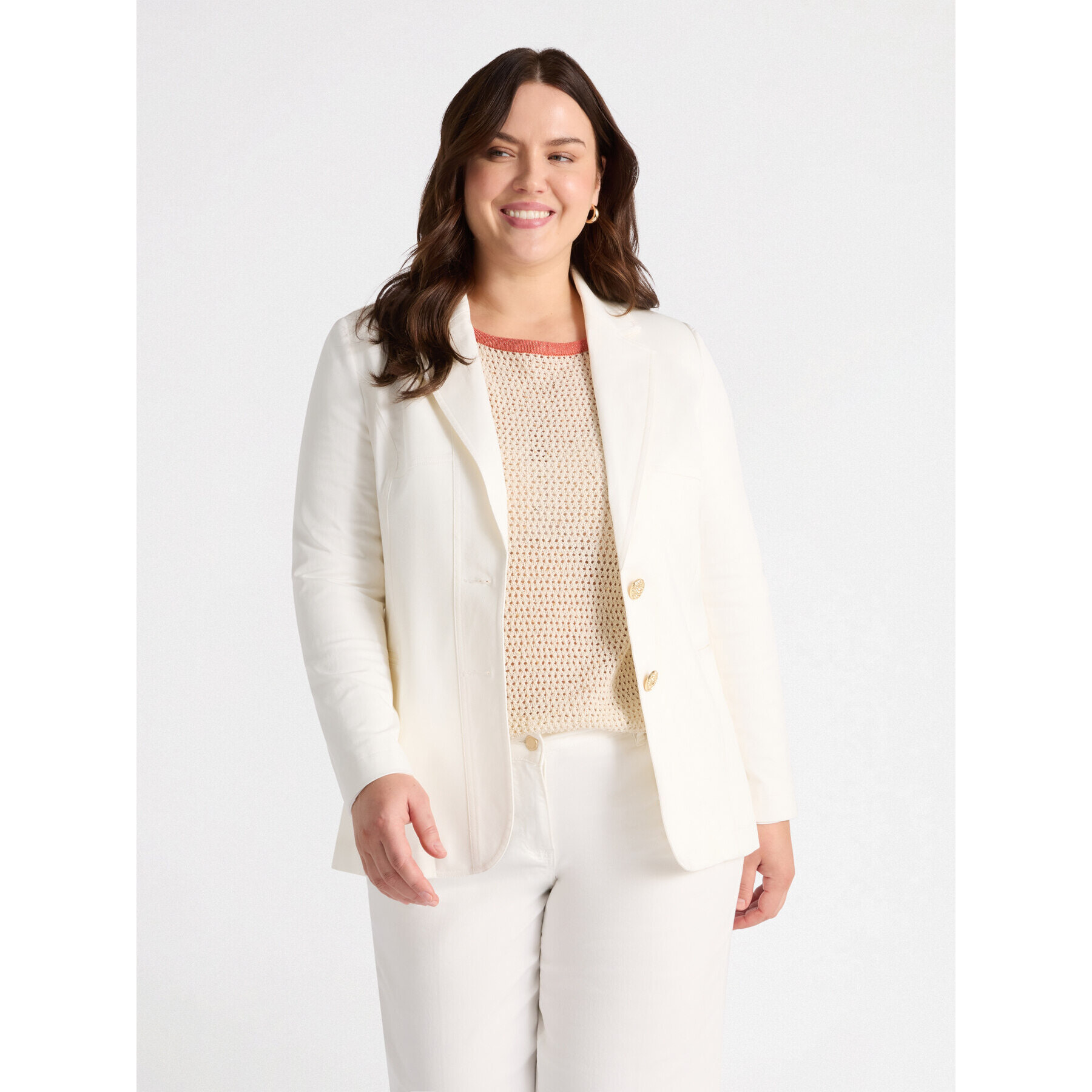 Fiorella Rubino - Blazer con due bottoni gioiello - Bianco