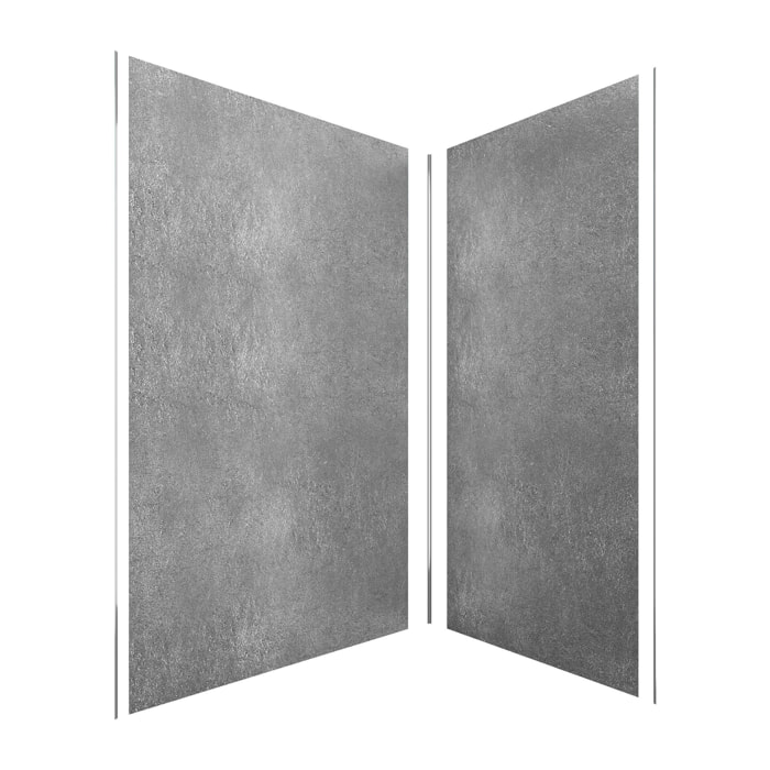 Pack de 2 Panneaux Muraux Pierre Silver Grey 90+120x210 cm avec Profilés ANODISE BRILLANT - STONE'IT