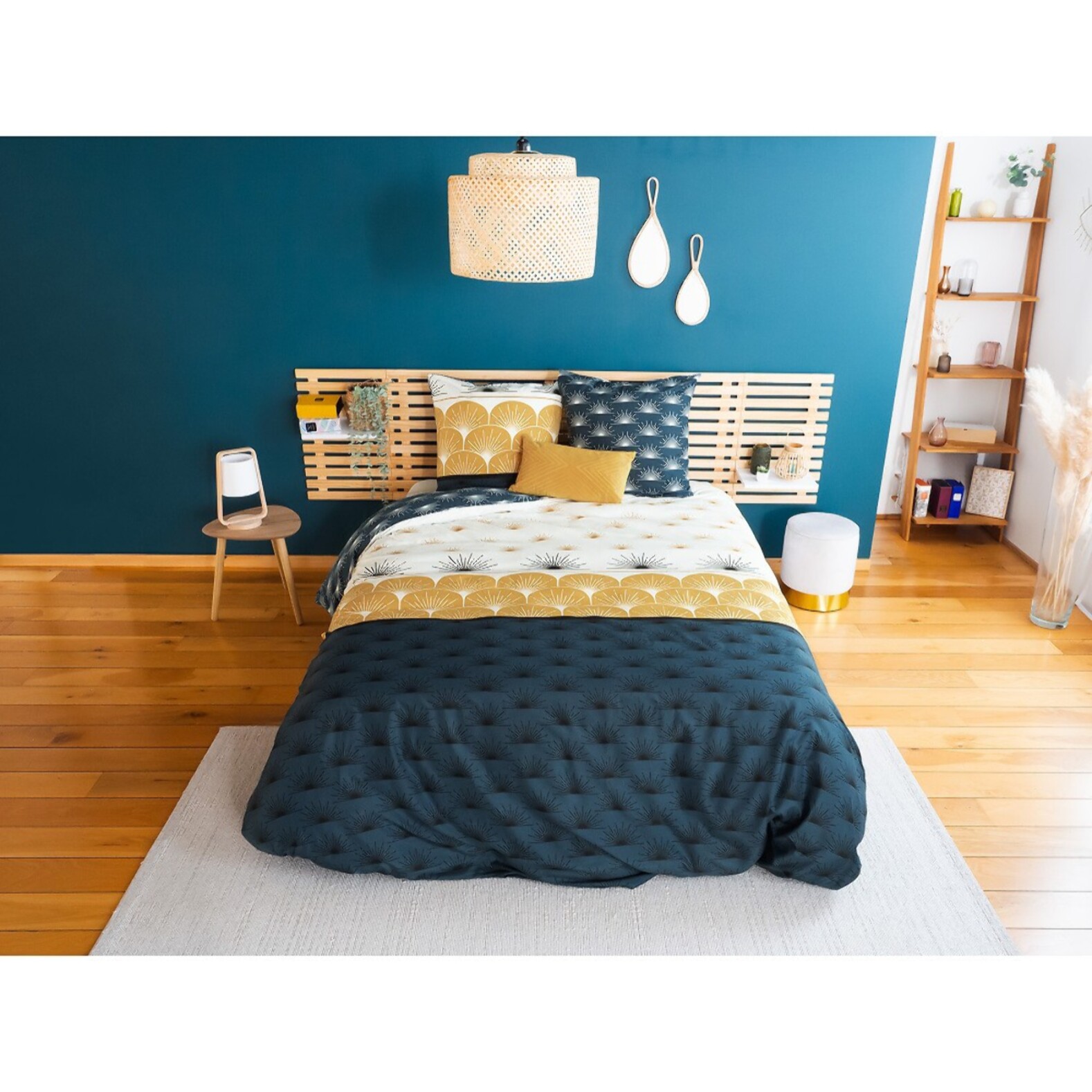 Parure housse de couette polyester jaune