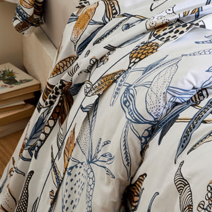 Drap plat aux fleurs exubérantes - Blanc