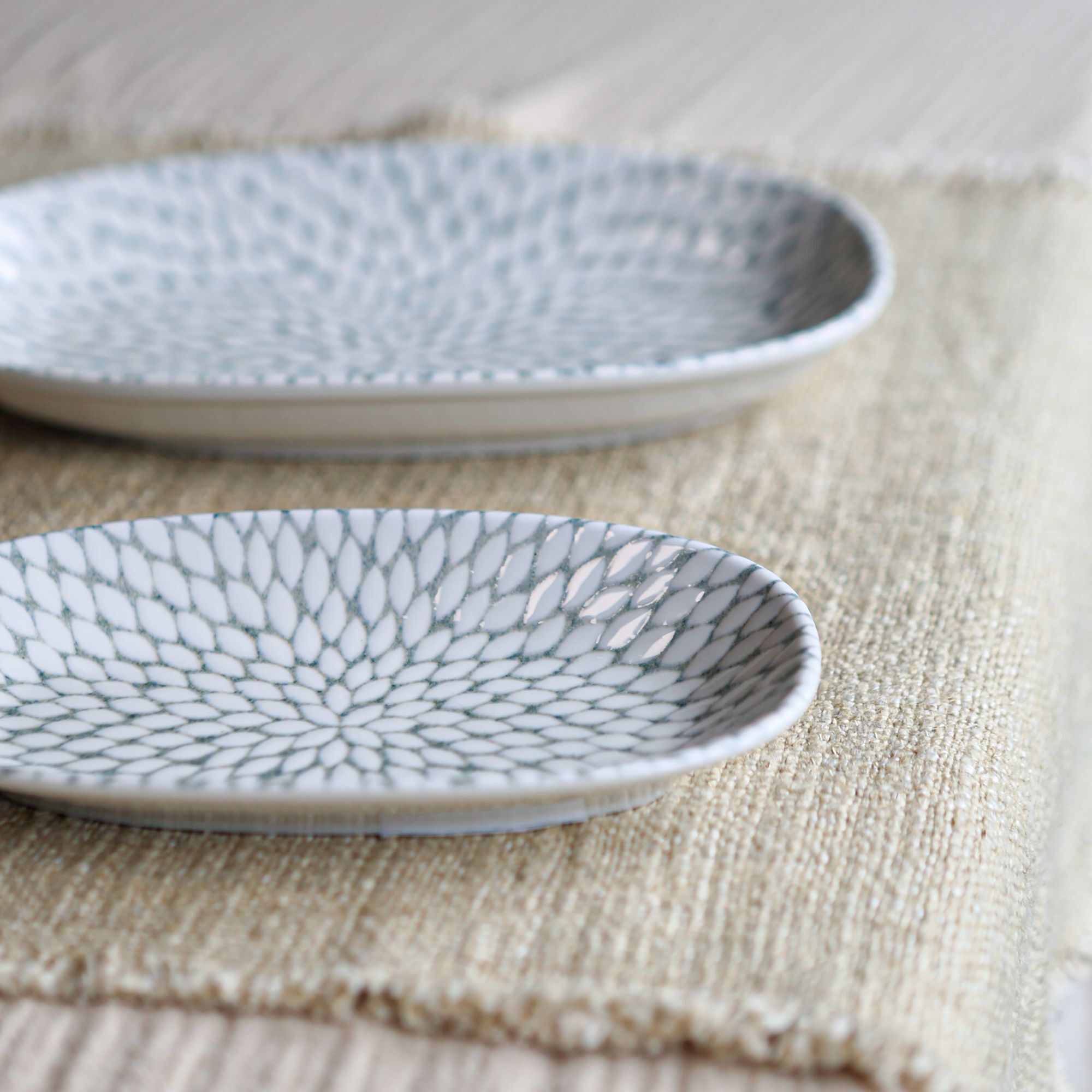 Lot de 6 assiettes ovales à motif en porcelaine 19cm JASMIN