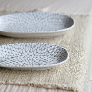 Lot de 6 assiettes ovales à motif en porcelaine 19cm JASMIN