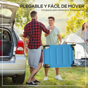 Tumbona Plegable, Tumbona Jardín Exterior con Toldo Ajustable, Respaldo Regulable en 4 Niveles, Reposacabezas, Cojín Grueso, para Terraza, Piscina, 70x200x45 cm, Azul Claro