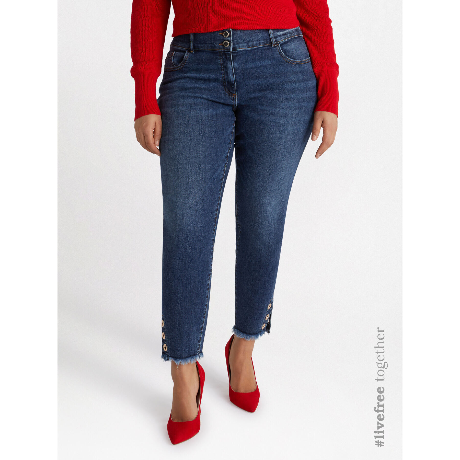 Fiorella Rubino - Jeggings con occhielli al fondo - Blu