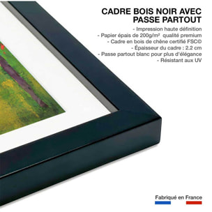 Affiche abstrait andalouse au chapeau Affiche + cadre en bois - Noir