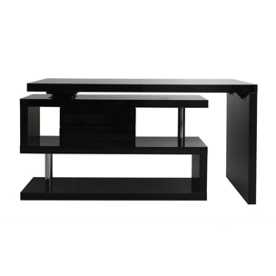 Bureau modulable design avec rangements 2 tiroirs noir laqué L140-218 cm MAX