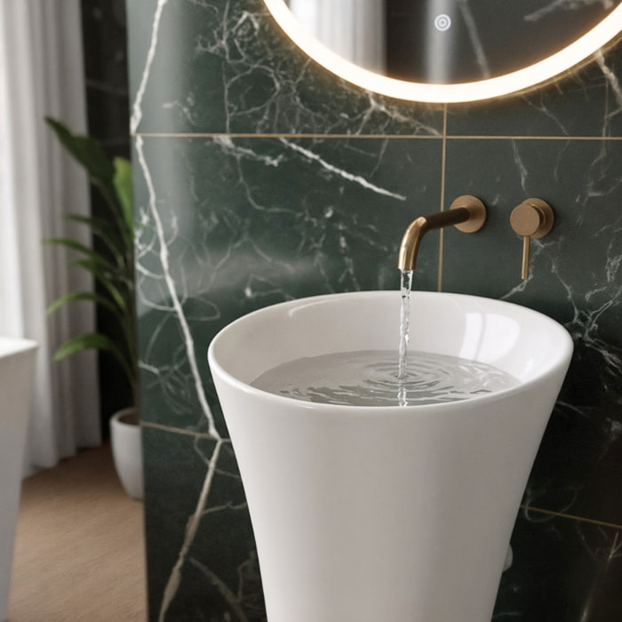 Vasque à poser en îlot SAT Fusion, 95 x 42,5 x 42,5 cm, 37 kg, en céramique blanche brillante (SATFUS9543)