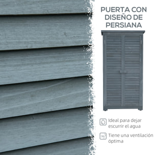 Cobertizo de Madera Caseta de Madera 0,31 m² 87x46,5x160 cm Armario Exterior de Madera con 2 Puertas y 2 Estantes Interior para Patio Terraza Gris
