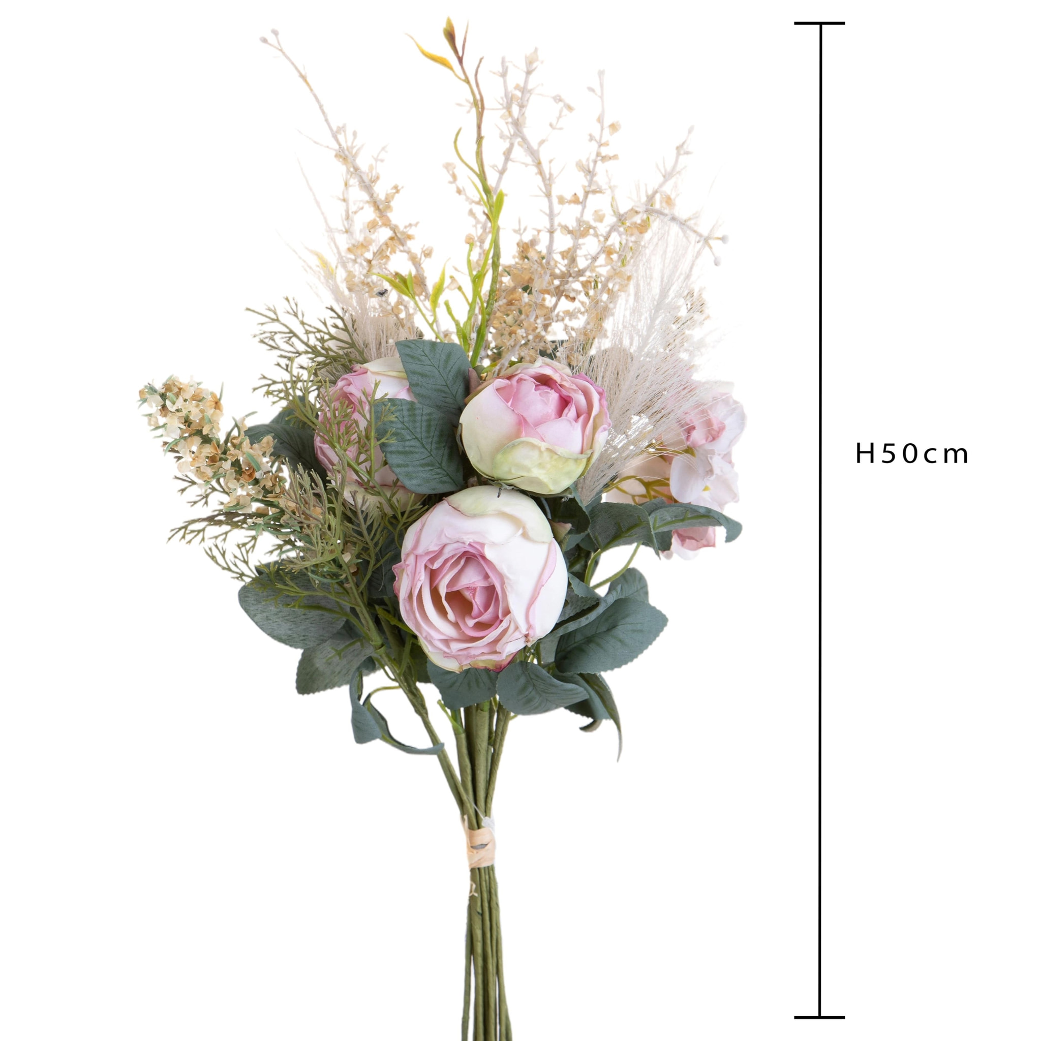 Bouquet Rose Inglesi - Pezzi 3 - Colore: Multicolore - 18xH50x17cm - Bianchi Dino -