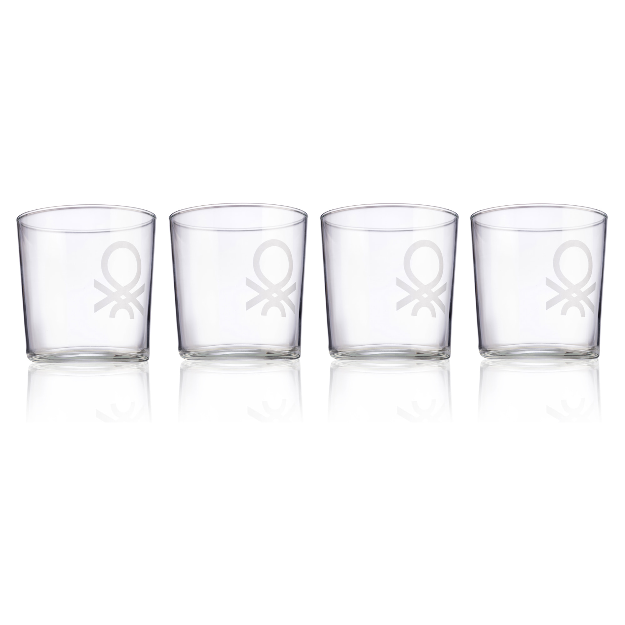 Set 4pcs vasos de agua cristal logo transparente  benetton