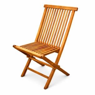 Lot de 4 chaises pliantes jardin teck massif huilé
