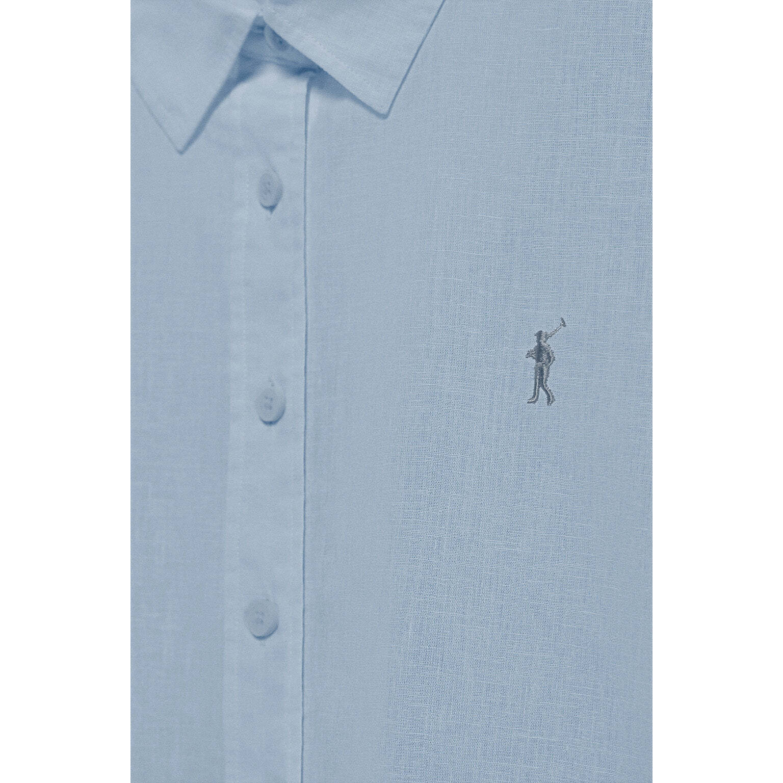 Camisa azul celeste de lino y algodón regular fit con bordado Rigby Go
