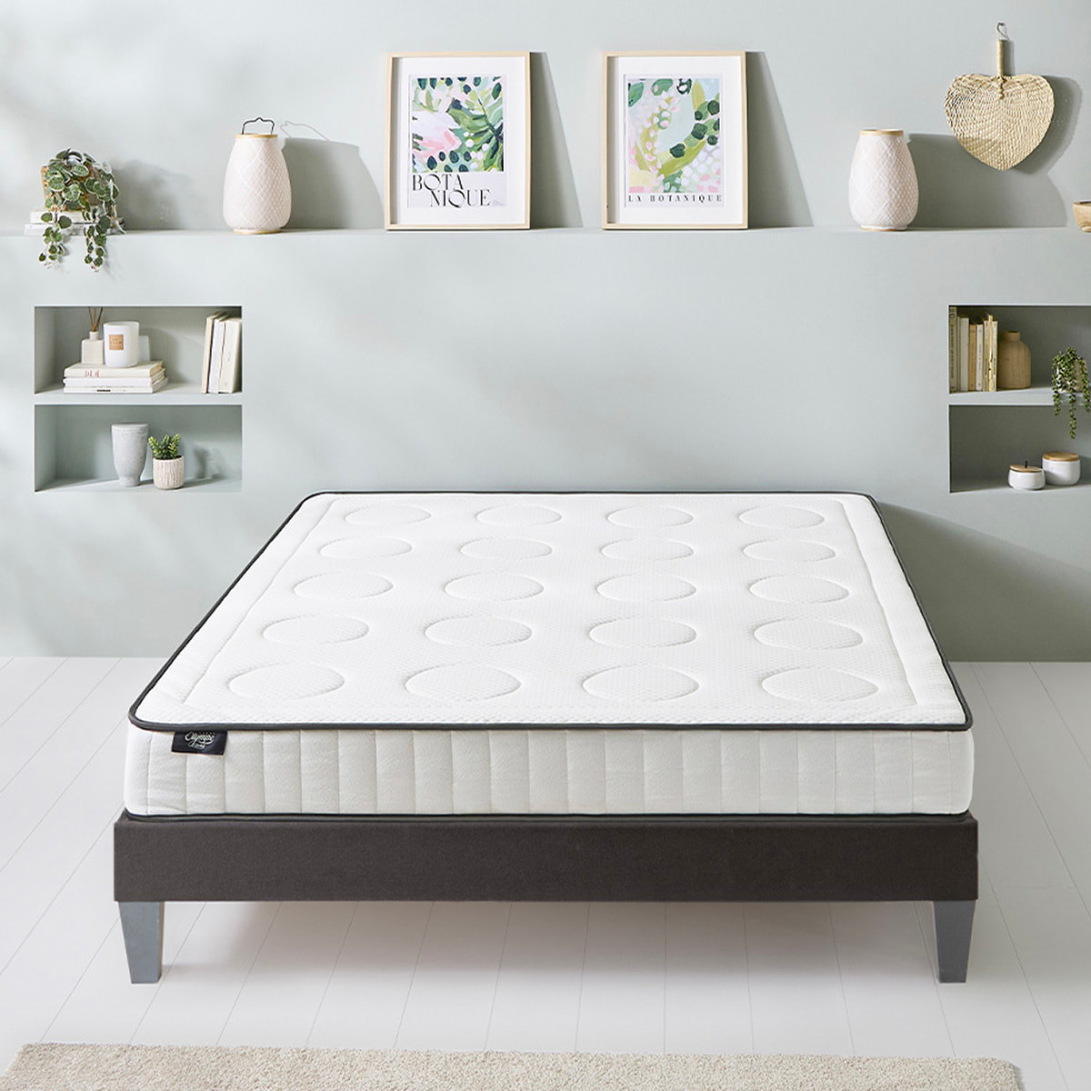 Matelas Cristal, Mémoire de Forme, 18 cm, Soutien Ferme, Mousse Recyclée Haute Densité