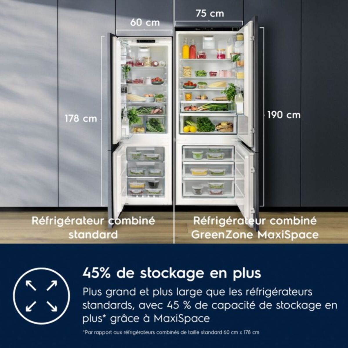 Réfrigérateur combiné encastrable ELECTROLUX ENP7TD75S GreenZone 70cm