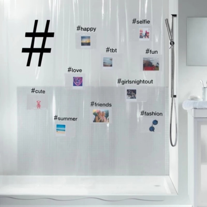 Rideau de douche PEVA HASHTAG 180x200cm Transparent Spirella