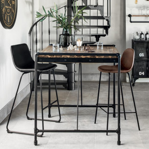 Lot de 2 chaises de bar "Lois" effet cuir noir