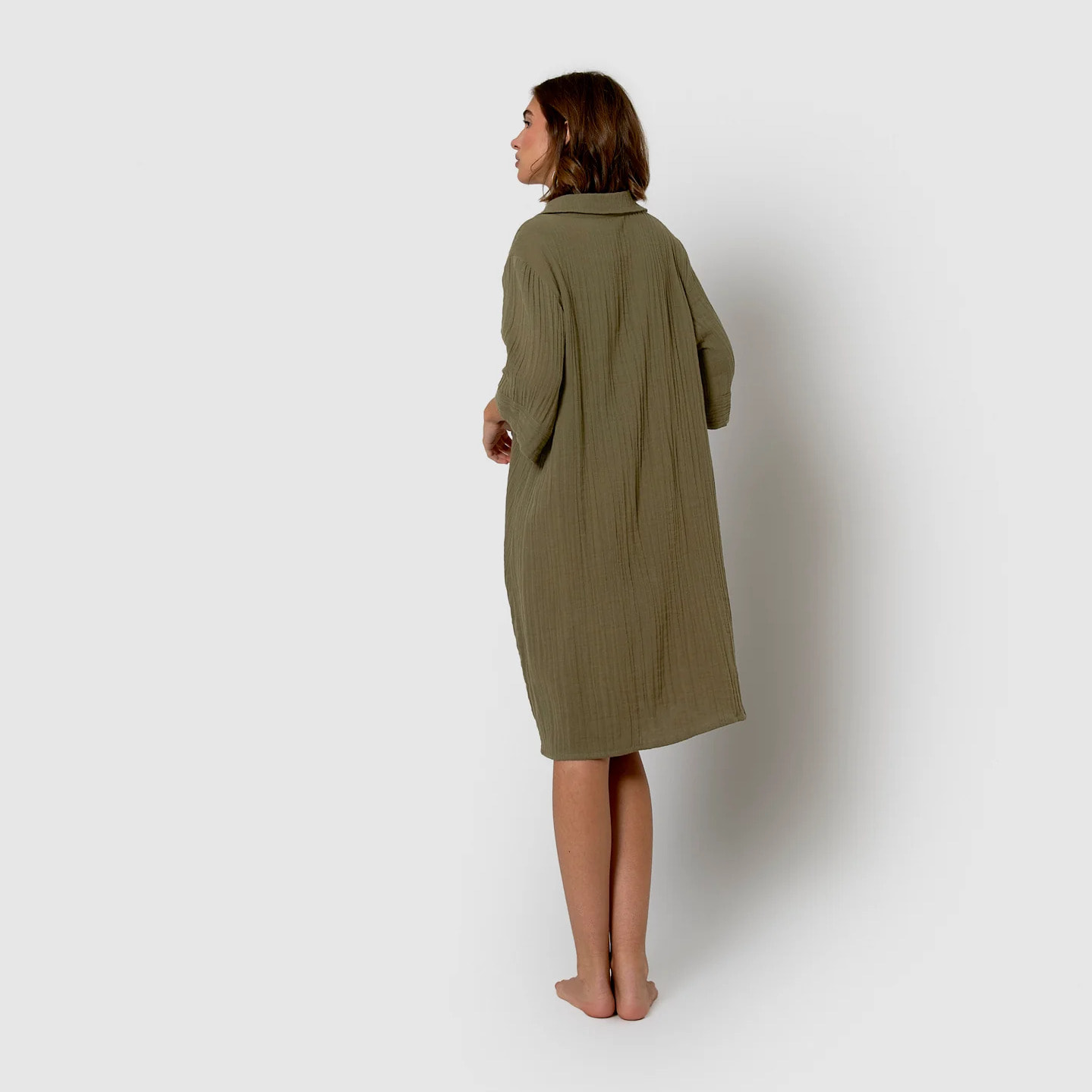 Vestido corto muselina verde cacería