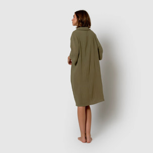 Vestido corto muselina verde cacería