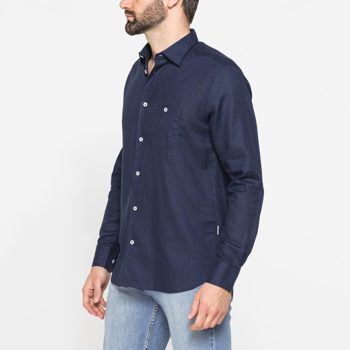 CAMICIA IN LINO E LYOCELL A MANICA LUNGA DA UOMO