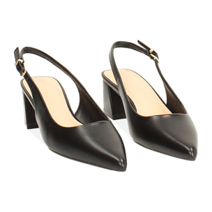 Décolleté slingback nere tacco 4,9 cm