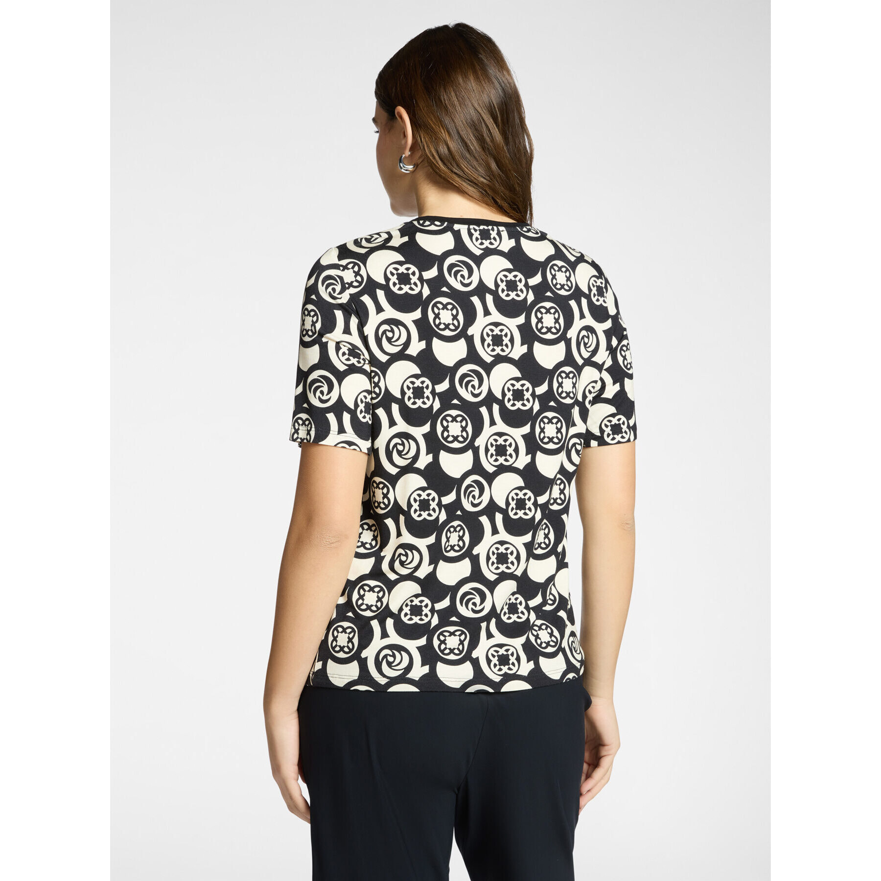Elena Mirò - T-shirt stampata in viscosa - Nero