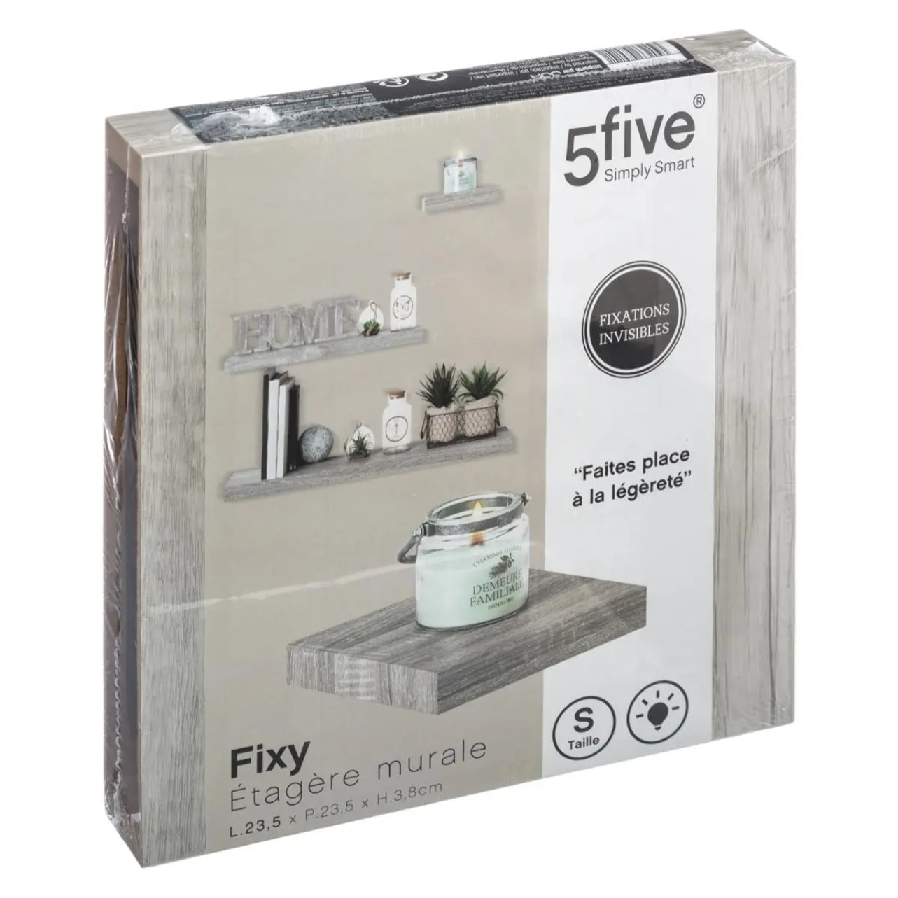 Étagère murale "Fixy" 23,5cm effet chêne gris